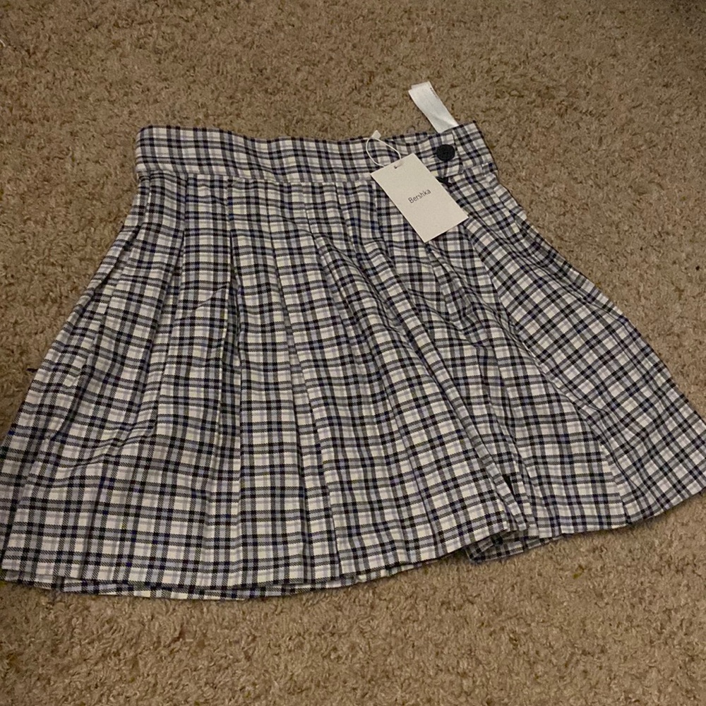 BERSHKA PURPLE/BLACK PLAID SKIRT
